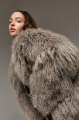 Women's gray fur coat made of natural llama